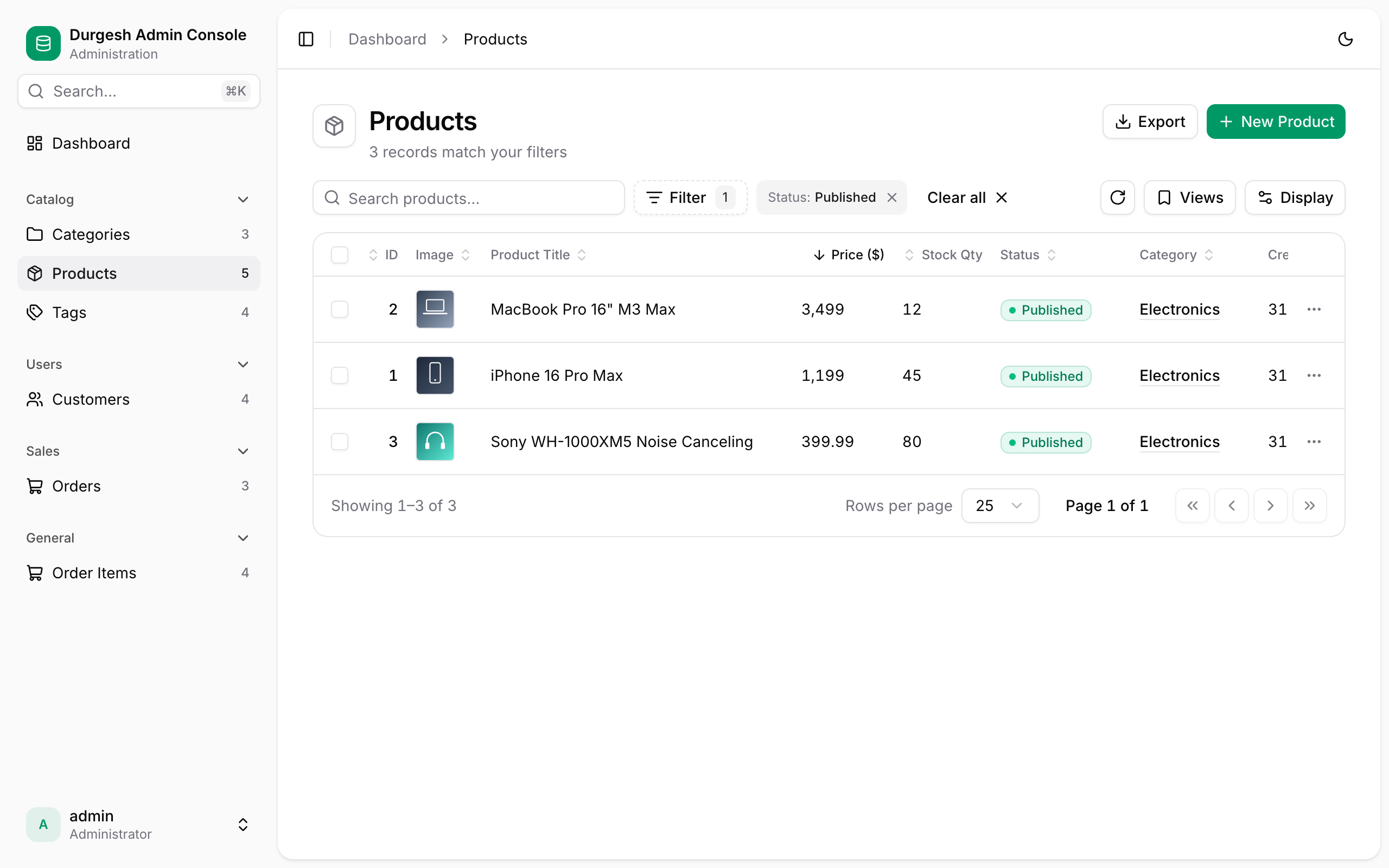 Spring Boot JPA Admin — interface preview